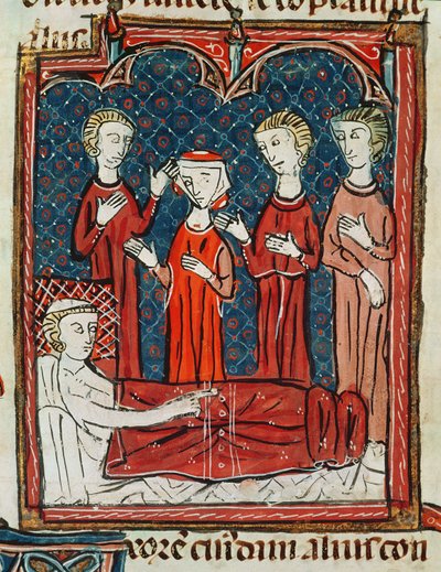 A Man in his Sickbed, from Decrets de Gratien (Ms 372 fol.165v) by French School