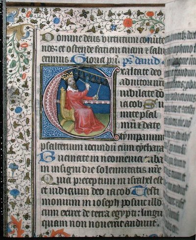 King David Playing a Carillon, Illustration from a Psalter, Early 15th Century by French School