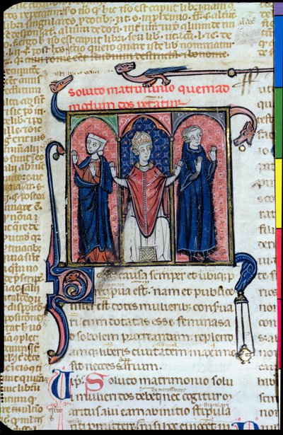 Illustration from Digeste Depicting the Dissolution of a Marriage by a Bishop by French School