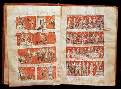 Scenes from the life of the students in the College of The Blessed Virgin in Paris, from the Statutes of the College of Hubant, 1387 by French School