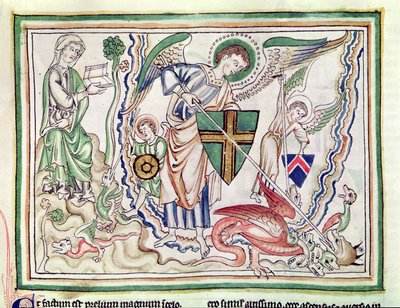 St. Michael killing the dragon, from an Apocalypse by French School