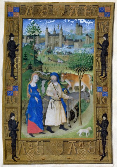 The Flight into Egypt, from the Hours of Charles of France by French School