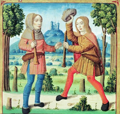 The Shepherds Dametas and Menalcas Challenging Each Other to a Musical Contest, from The Eclogues by Virgil with a Commentary by Servius by French School
