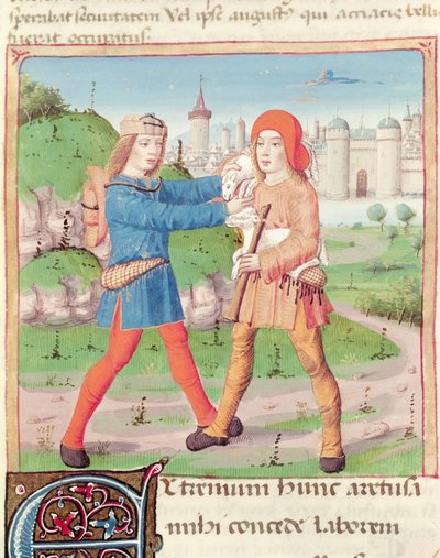 An Exchange of Gifts, from The Eclogues by Virgil with a Commentary by Servius by French School