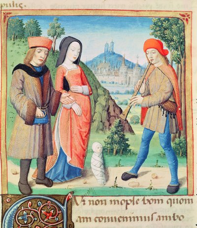 The Celebration of the Child Who Will Restore the Golden Age on Earth, from The Eclogues by Virgil with a Commentary by Servius by French School