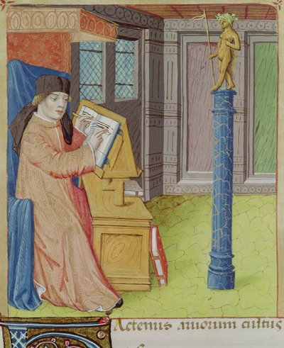 Virgil writing before Artemis, from The Georgics by Virgil with Commentary by Servius, 1469 by French School