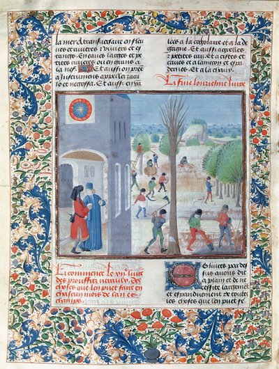 Occupations for each month of the year, illustration from Le Livre des Prouffitz Champestres by Pietro de Crescenzi by French School