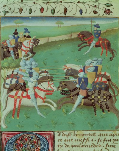 Teaching Knights to Joust, from Roman du Saint Graal by French School
