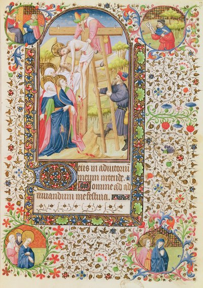 The Descent from the Cross, from a Book of Hours used by a woman from Poitiers by French School