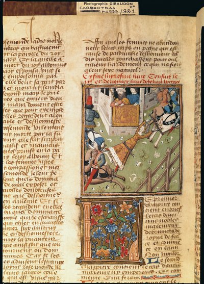 The Torture of Brunhilda from Des Hommes Illustres, c.1460 by French School