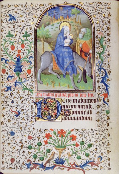 The Flight into Egypt, from a Book of Hours, Amiens by French School