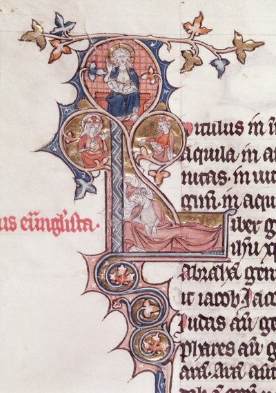 Historiated initial L depicting the Tree of Jesse, from the Bible de Jean d