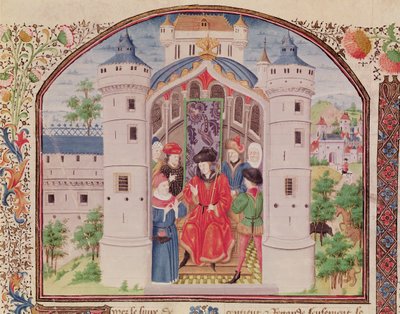 Presentation of The Economics, from Ethics, Politics and Economics by Aristotle (detail) by French School