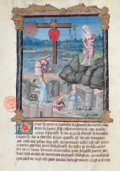 The Construction of the Castle, Illustration from a Spiritual Treatise for Use of Lay People by Gabrielle de Bourbon by French School