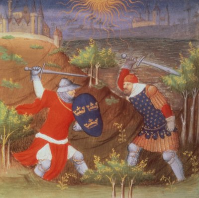 King Arthur Fights a Roman General, from a Manuscript of Histories, by the Boucicaut Master by French School