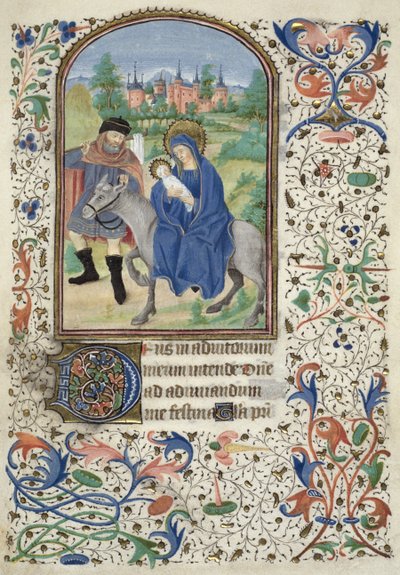 The Flight into Egypt, from Glasgow Hours, c.1450-60 by French School