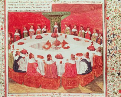 The Round Table and the Holy Grail, from the Livre de Messire Lancelot du Lac by French School