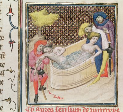 Paulina Dying With Seneca, from De Claris Mulieribus, by Giovanni Boccaccio (1313-75) by French School