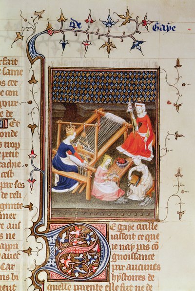 Tanaquil weaving, from De Claris Mulieribus, from the Works of Giovanni Boccaccio by French School