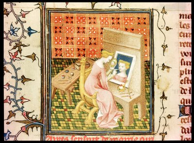 St. Marcia (d.632) Painting a Self Portrait, from De Claris Mulieribus, by Giovanni Boccaccio (1313-75) by French School