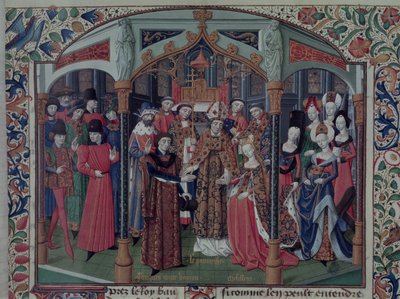 Queen Melisande of Jerusalem marrying Fulk V of Anjou, from the Histoire de la conquete of Jerusalem by William of Tyre, c.1470 by French School