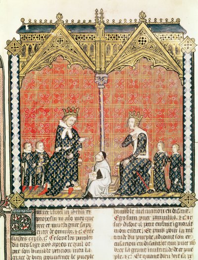 King Charles V and Jeanne de Bourbon with their children, from the Rational des divins offices by Guillaume Durand, 1374 by French School