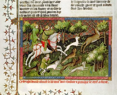 Stag Hunting, from the Livre de la Chasse by Gaston Phebus de Foix by French School