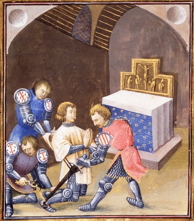 Galahad Receives a Sword and Spurs in the Ritual of Knighthood Before He Leaves for the Grail Quest by French School