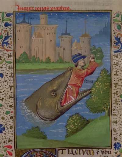 Jonah and the Whale, from the Bible of Jean XXII by French School