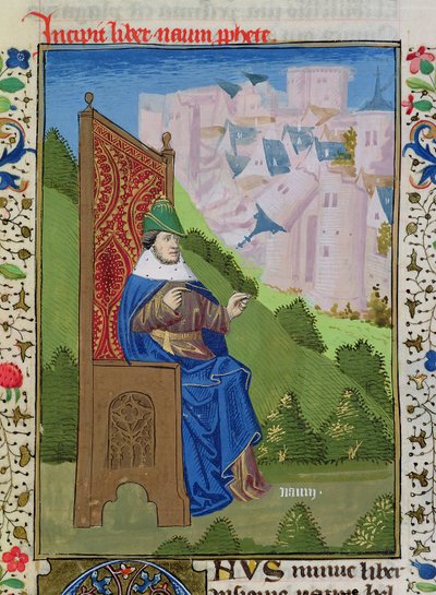 Nahum announcing the destruction of Nineveh, from the Bible of Jean XXII by French School