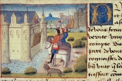 Moat around a town, from Les Cent Nouvelles Nouvelles, 1462 by French School