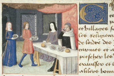 Meal, from Les Cent Nouvelles Nouvelles, 1462 by French School