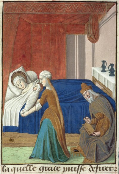 The Birth of John the Baptist, from Vita Christi, by Ludolf of Saxony, c.1300-1378 by French School