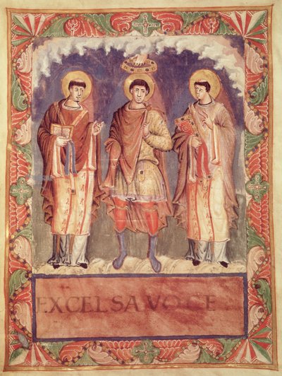 The Coronation of Charles II with the Archbishops of Reims and Treves, from the Sacrementaire de Metz by French School