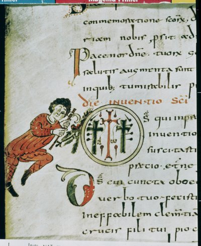 Historiated initial O, from the Sacramentary of Gellone by French School