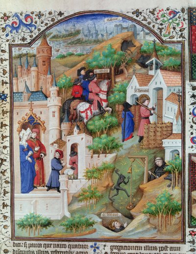 Scenes from the life of Saint Benedict (c.480-c.550) from the Breviary of the Duke of Bedford, c.1424-35 by French School