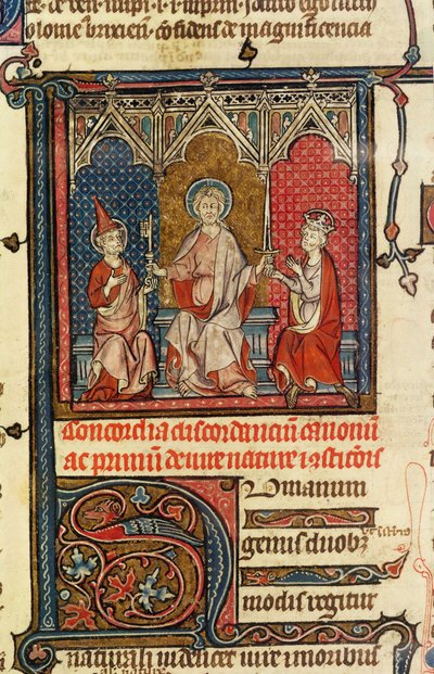 Spiritual and Temporal Power, from the Decrets de Gratien, 1314 by French School