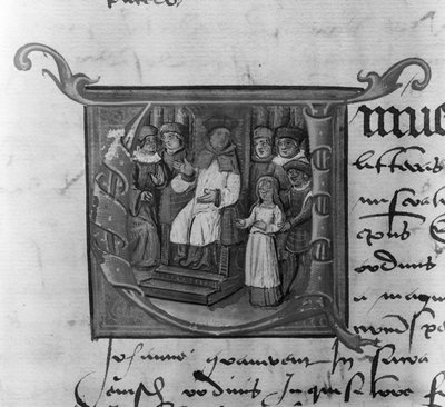 Historiated Initial A Depicting the Trial of Joan of Arc by French School