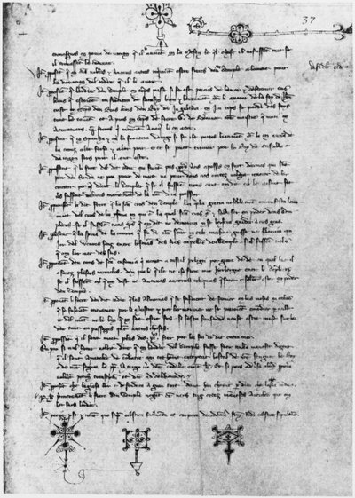 Page of Text from the Trial of the Templars by French School