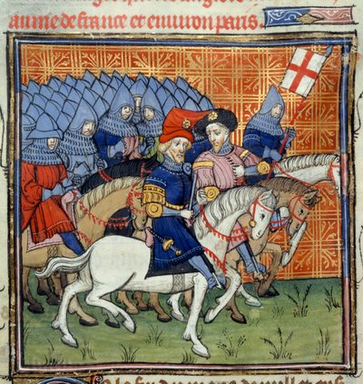 English Army with Banner, from the Chroniques de France ou St. Denis by French School