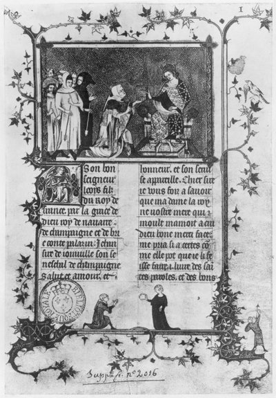 Jean de Joinville offering his book on St. Louis to Louis X by French School