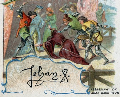 Murder of John Without Fears by a supporter of the English dolphin, the future Charles VII by French School