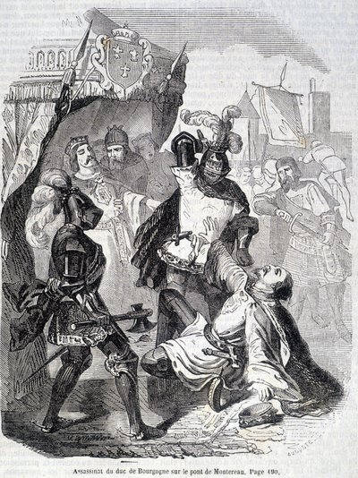 Murder of the Duke of Burgundy on the bridge of Montereau in 1419 - in “Histoire de France” by L.-P. Anquetil by French School