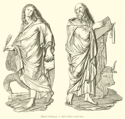 Museum of Alencon, Saint John and Saint Luke (engraving) by French School