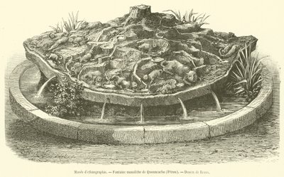 Ethnographic Museum, Monolithic Fountain of Quonncacha, Peru (engraving) by French School