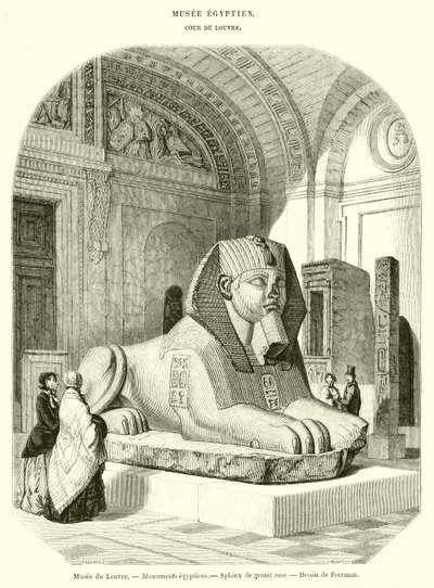 Louvre Museum, Egyptian Monuments, Pink Granite Sphinx by French School
