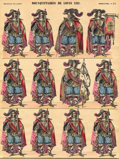Musketeers of Louis XIII, Descriptive Plate. Imaging of Epinal by French School