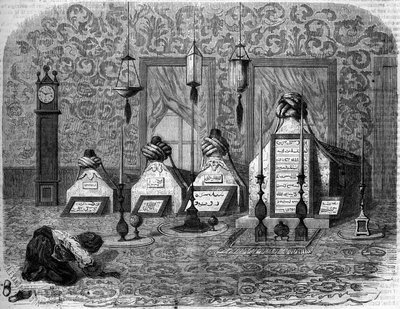 Muslim funeral art: tombs of whirling dervishes. Scutari, Turkey by French School