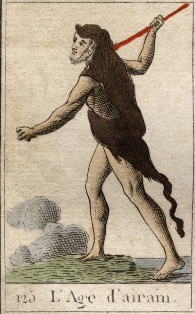 Myth of the Ages of Humanity: a representation of the Brazen Age, as a young man with a lion