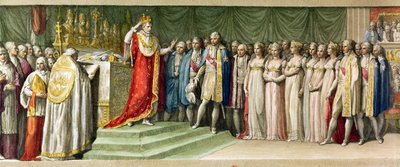 Napoleon Bonaparte Crowning himself with the Iron Crown of the Lombards at Milan by French School